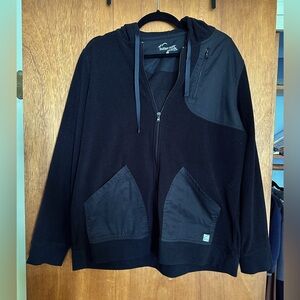 Butter-Soft STRETCH Women's 4-Pocket Fleece & Woven Zip Front Scrub Hoodie